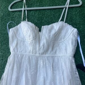 Lulu's White Lace Midi Dress